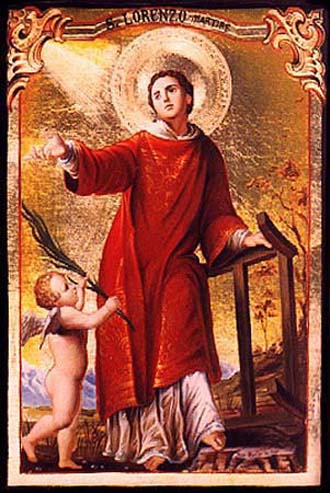 10 août : Saint Laurent martyr de Rome dans images sacrée