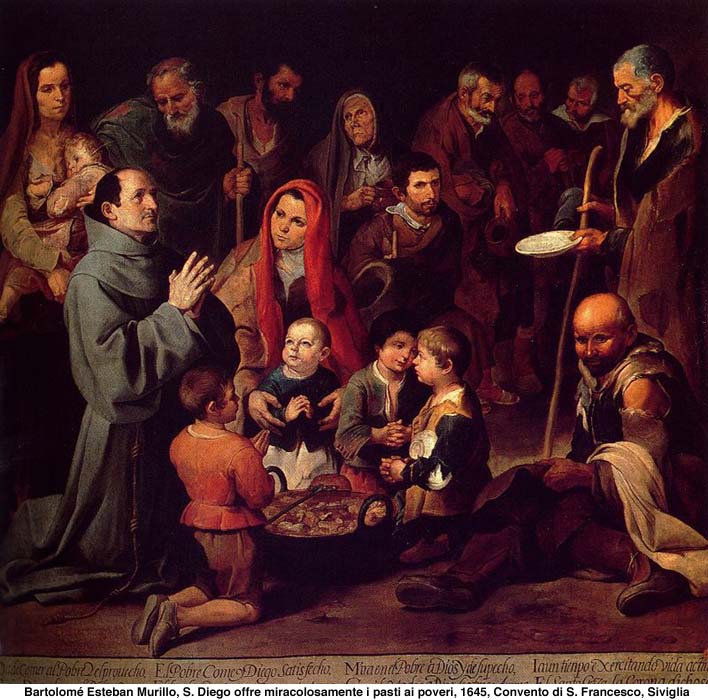 Bartolomé Esteban Murillo (1617-82): San Diego gir på mirakuløst vis mat til de fattige (1645), fransiskanerklosteret i Sevilla