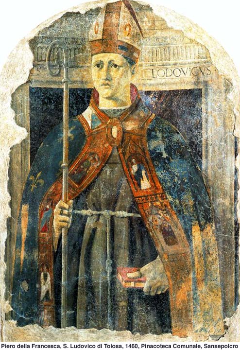 Piero della Francesca (1415-92): Den hellige Ludvig av Toulouse (1460), nå i Pinacoteca Comunale i Sansepolcro i provinsen Arezzo i regionen Toscana i Midt-Italia