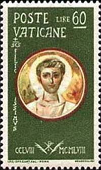 Den hellige Felicissimus, vatikansk frimerke til 1700-årsjubileet i 1958